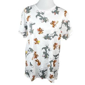 Warner Brothers Tom and Jerry T Shirt White Size Large